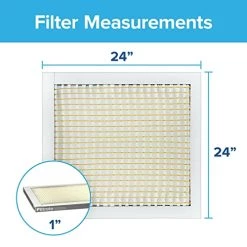 Filtrete 24x24x1 Air Filter, MPR 300, MERV 5, Clean Living Basic Dust 3-Month Pleated 1-Inch Air Filters, 6 Filters