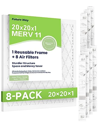 Future Way 20x20x1 Air Filter, MERV 11, MPR 1000, Assembly Kit With 1 Reusable ABS Frame & 8 Filters For AC Furnace, Actual Size: 19-11/16 X 19-11/16 X 3/4 Inch 3 Future Way 20x20x1 Air Filter, MERV 11, MPR 1000, Assembly Kit With 1 Reusable ABS Frame & 8 Filters For AC Furnace, Actual Size: 19-11/16 X 19-11/16 X 3/4 Inch
