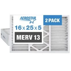Aerostar 16x25x5 Air Filter MERV 13, Furnace Filters AC HVAC Replacement For Honeywell FC200A1029, (2 Pack) (Actual Size: 15 7/8 X 24 3/4 X 4 3/8 Inches)