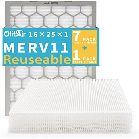 OlitAir 16x25x1 MERV 8 Air Filter,AC Furnace Air Filter,Reusable ABS Plastic Frame, 7 Pack Replaceable Filter Media (Actual Size: 15 3/4" X 24 3/4" X 3/4") 9 OlitAir 16x25x1 MERV 8 Air Filter,AC Furnace Air Filter,Reusable ABS Plastic Frame, 7 Pack Replaceable Filter Media (Actual Size: 15 3/4" X 24 3/4" X 3/4") - Image 8