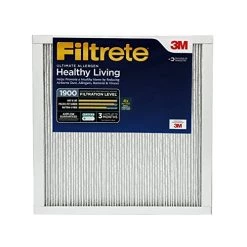 Filtrete 20x20x1 Air Filter, MPR 1900, MERV 13, Healthy Living Ultimate Allergen 3-Month Pleated 1-Inch Air Filters, 2 Filters