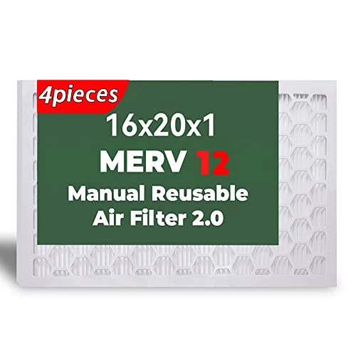 16x20x1 Reusable Manual Air Filter, 1 Frame + 4 Piece,MERV 12 Pleated Air Filter Replacement (Actual Size: 15.5"x19.5"x0.75"),4 Piece Replaceable Foldable Air Filter Paper 3 16x20x1 Reusable Manual Air Filter, 1 Frame + 4 Piece,MERV 12 Pleated Air Filter Replacement (Actual Size: 15.5"x19.5"x0.75"),4 Piece Replaceable Foldable Air Filter Paper