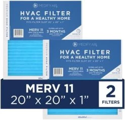 Medify Air 20x20x1 Filter - MERV 13 - E11 Media - Air Cleaning (2-Pack) - Pleated HVAC AC Furnace Air Filters Replacement - Actual Size: 19.69 X 19.69 X 0.75 Inches (MERV 13, 2-Pack) 15 Medify Air 20x20x1 Filter - MERV 13 - E11 Media - Air Cleaning (2-Pack) - Pleated HVAC AC Furnace Air Filters Replacement - Actual Size: 19.69 X 19.69 X 0.75 Inches (MERV 13, 2-Pack) -Air Filter Sales 41XTCIUP81L. AC