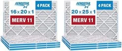 Aerostar 16x20x1 MERV 11 Pleated Air Filter, AC Furnace Air Filter, 4 Pack (Actual Size: 15 3/4"x19 3/4"x3/4") 14 Aerostar 16x20x1 MERV 11 Pleated Air Filter, AC Furnace Air Filter, 4 Pack (Actual Size: 15 3/4"x19 3/4"x3/4") -Air Filter Sales 41rK4IVmEzL. AC