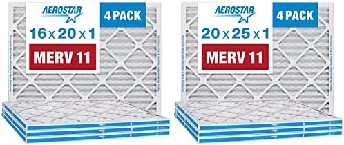 Aerostar 16x20x1 MERV 11 Pleated Air Filter, AC Furnace Air Filter, 4 Pack (Actual Size: 15 3/4"x19 3/4"x3/4") 8 Aerostar 16x20x1 MERV 11 Pleated Air Filter, AC Furnace Air Filter, 4 Pack (Actual Size: 15 3/4"x19 3/4"x3/4") - Image 6