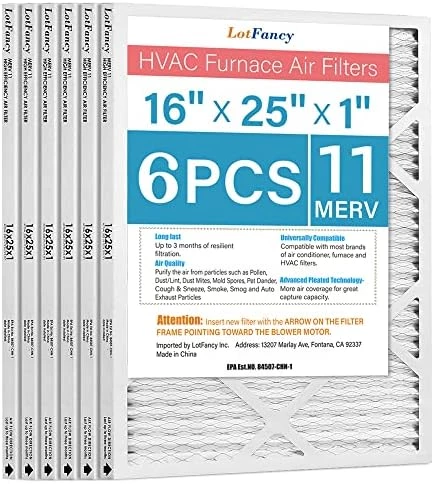 LotFancy 20x25x1 Air Filters, MERV 13 AC Furnace Filters, 6 Pack Pleated Air Conditioner HVAC Filters (Actual Size: 19.75 X 24.75 X 0.75 Inches) 14 LotFancy 20x25x1 Air Filters, MERV 13 AC Furnace Filters, 6 Pack Pleated Air Conditioner HVAC Filters (Actual Size: 19.75 X 24.75 X 0.75 Inches) - Image 13