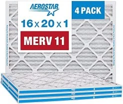 Aerostar 16x20x1 MERV 11 Pleated Air Filter, AC Furnace Air Filter, 4 Pack (Actual Size: 15 3/4"x19 3/4"x3/4") 13 Aerostar 16x20x1 MERV 11 Pleated Air Filter, AC Furnace Air Filter, 4 Pack (Actual Size: 15 3/4"x19 3/4"x3/4") -Air Filter Sales 513RLa9zPzL. AC