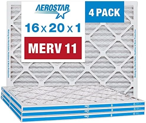 Aerostar 16x20x1 MERV 11 Pleated Air Filter, AC Furnace Air Filter, 4 Pack (Actual Size: 15 3/4"x19 3/4"x3/4") 7 Aerostar 16x20x1 MERV 11 Pleated Air Filter, AC Furnace Air Filter, 4 Pack (Actual Size: 15 3/4"x19 3/4"x3/4") - Image 5