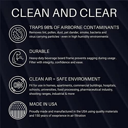 Rensa, Merv 13 Furnace Air Filter, HVAC Filter, Durable Beverage Board, 14x30x1, 6-pack, Made In USA, Traps Airborne Contaminants, Easy Installation, UL 900 Approved 4 Rensa, Merv 13 Furnace Air Filter, HVAC Filter, Durable Beverage Board, 14x30x1, 6-pack, Made In USA, Traps Airborne Contaminants, Easy Installation, UL 900 Approved - Image 2