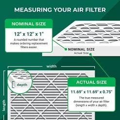 Filterbuy 12x12x1 Air Filter MERV 8 Dust Defense (4-Pack), Pleated HVAC AC Furnace Air Filters Replacement (Actual Size: 11.69 X 11.69 X 0.75 Inches)