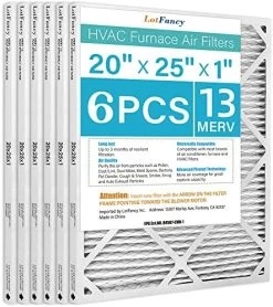LotFancy 20x25x1 Air Filters, MERV 13 AC Furnace Filters, 6 Pack Pleated Air Conditioner HVAC Filters (Actual Size: 19.75 X 24.75 X 0.75 Inches) 23 LotFancy 20x25x1 Air Filters, MERV 13 AC Furnace Filters, 6 Pack Pleated Air Conditioner HVAC Filters (Actual Size: 19.75 X 24.75 X 0.75 Inches) -Air Filter Sales 515bSyx4HjL. AC