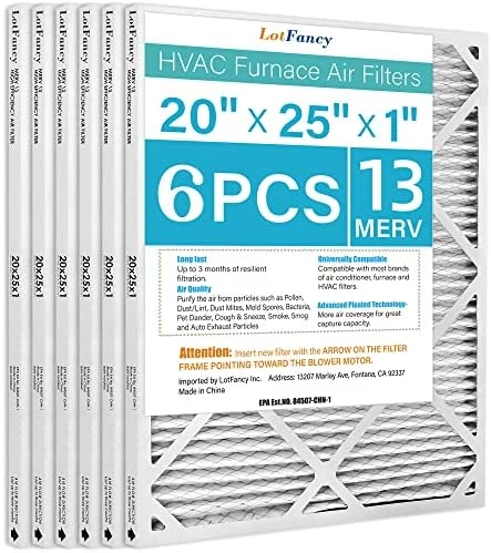 LotFancy 20x25x1 Air Filters, MERV 13 AC Furnace Filters, 6 Pack Pleated Air Conditioner HVAC Filters (Actual Size: 19.75 X 24.75 X 0.75 Inches) 9 LotFancy 20x25x1 Air Filters, MERV 13 AC Furnace Filters, 6 Pack Pleated Air Conditioner HVAC Filters (Actual Size: 19.75 X 24.75 X 0.75 Inches) - Image 8