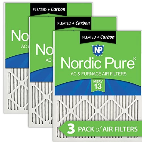 Nordic Pure 14x25x1 (13 1/2 X 24 1/2 X 3/4) Pleated Air Filters MERV 13 Plus Carbon 3 Pack 3 Nordic Pure 14x25x1 (13 1/2 X 24 1/2 X 3/4) Pleated Air Filters MERV 13 Plus Carbon 3 Pack