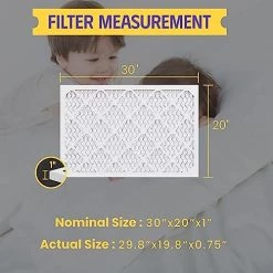 Maycold 20x30x1 Air Filter 6 Pack MERV 13,Electrostatic Pleated HVAC AC Furnace Filters Replacement Dust Defense Removes Living Dust,Pollen And Pet Dander Lint Reduction 3-Month