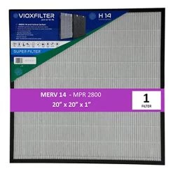 Vioxfilter H14AF20201 Pack Of 1 MERV 14 Pleated 20x20x1 AC Furnace Air Filter; Low Resistance To Air Flow; Filters Air From A/C
