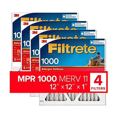 Filtrete 12x12x1 Air Filter, MPR 1000, MERV 11, Micro Allergen Defense 3-Month Pleated 1-Inch Air Filters, 4 Filters 3 Filtrete 12x12x1 Air Filter, MPR 1000, MERV 11, Micro Allergen Defense 3-Month Pleated 1-Inch Air Filters, 4 Filters