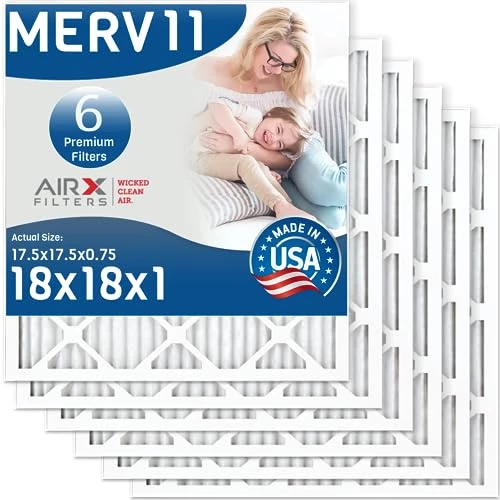AIRX FILTERS WICKED CLEAN AIR. 18x18x1 Air Filter MERV 11 Electrostatic Pleated Air Conditioner Filter 6 Pack HVAC AC Furnace Filters 3 AIRX FILTERS WICKED CLEAN AIR. 18x18x1 Air Filter MERV 11 Electrostatic Pleated Air Conditioner Filter 6 Pack HVAC AC Furnace Filters