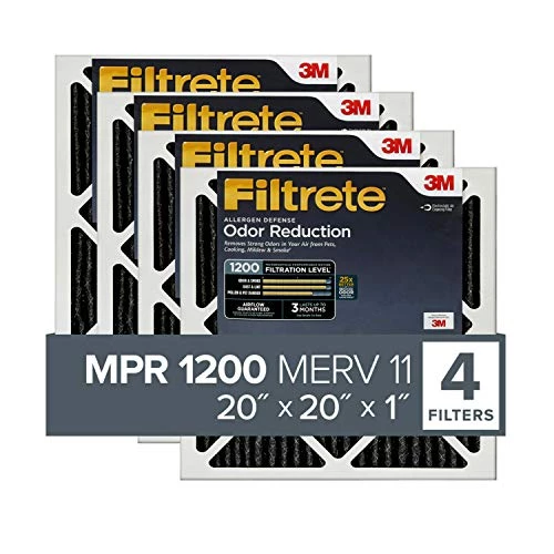 Filtrete 20x20x1 Air Filter MPR 1200 MERV 11, Allergen Defense Odor Reduction, 4-Pack (exact Dimensions 19.69x19.69x0.81) 3 Filtrete 20x20x1 Air Filter MPR 1200 MERV 11, Allergen Defense Odor Reduction, 4-Pack (exact Dimensions 19.69x19.69x0.81)