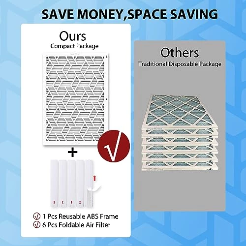 UBeesize Reusable 14x20x1 Air Filter,Upgrade AC/HVAC/Furnace Filter,MERV 8,MPR 700,Easy To Close/Open,1xReusable ABS Frame+6xReplaceable Filter(Actual Size: 13.78"x19.69"x0.95") 4 UBeesize Reusable 14x20x1 Air Filter,Upgrade AC/HVAC/Furnace Filter,MERV 8,MPR 700,Easy To Close/Open,1xReusable ABS Frame+6xReplaceable Filter(Actual Size: 13.78"x19.69"x0.95") - Image 2