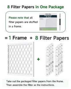 Future Way 16x20x1 Air Filter, MERV 8, MPR 700, Assembly Kit With 1 Reusable ABS Frame & 8 Filters For AC Furnace, Actual Size: 15-11/16 X 19-11/16 X 3/4 Inch