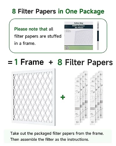 Future Way 20x20x1 Air Filter, MERV 11, MPR 1000, Assembly Kit With 1 Reusable ABS Frame & 8 Filters For AC Furnace, Actual Size: 19-11/16 X 19-11/16 X 3/4 Inch 5 Future Way 20x20x1 Air Filter, MERV 11, MPR 1000, Assembly Kit With 1 Reusable ABS Frame & 8 Filters For AC Furnace, Actual Size: 19-11/16 X 19-11/16 X 3/4 Inch - Image 3