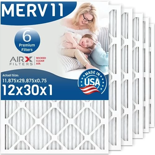 AIRX FILTERS WICKED CLEAN AIR. 12x30x1 Air Filter MERV 11 Electrostatic Pleated Air Conditioner Filter 6 Pack HVAC AC Furnace Filters 3 AIRX FILTERS WICKED CLEAN AIR. 12x30x1 Air Filter MERV 11 Electrostatic Pleated Air Conditioner Filter 6 Pack HVAC AC Furnace Filters