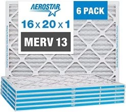 Aerostar 16x20x1 MERV 13 Pleated Air Filter, AC Furnace Air Filter, 6 Pack (Actual Size: 15 3/4"x 19 3/4" X 3/4") 10 Aerostar 16x20x1 MERV 13 Pleated Air Filter, AC Furnace Air Filter, 6 Pack (Actual Size: 15 3/4"x 19 3/4" X 3/4") -Air Filter Sales 51ISWik lcL. AC