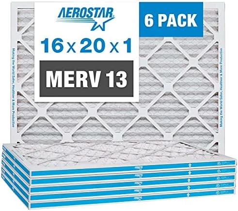 Aerostar 16x20x1 MERV 13 Pleated Air Filter, AC Furnace Air Filter, 6 Pack (Actual Size: 15 3/4"x 19 3/4" X 3/4") 5 Aerostar 16x20x1 MERV 13 Pleated Air Filter, AC Furnace Air Filter, 6 Pack (Actual Size: 15 3/4"x 19 3/4" X 3/4") - Image 3