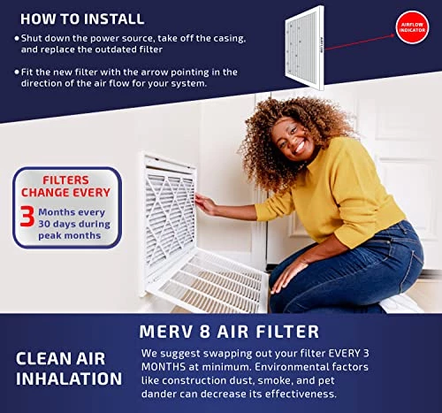 ESfilter 12x24x1 Air Filter MERV 8 Dust Defense, Pleated HVAC AC Furnace Air Filters Replacement (Size: 11.50 X 23.50 X 0.75 Inches) 6 ESfilter 12x24x1 Air Filter MERV 8 Dust Defense, Pleated HVAC AC Furnace Air Filters Replacement (Size: 11.50 X 23.50 X 0.75 Inches) - Image 4