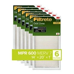 Filtrete 14x20x1 Air Filter, MPR 600, MERV 7, Clean Living Dust Reduction 3-Month Pleated 1-Inch Air Filters, 6 Filters