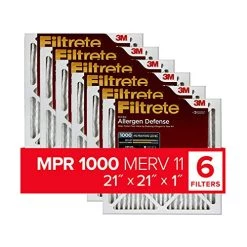 Filtrete 21x21x1 Air Filter MPR 1000 MERV 11, Allergen Defense, 6-Pack (exact Dimensions 20.81x20.81x0.81)
