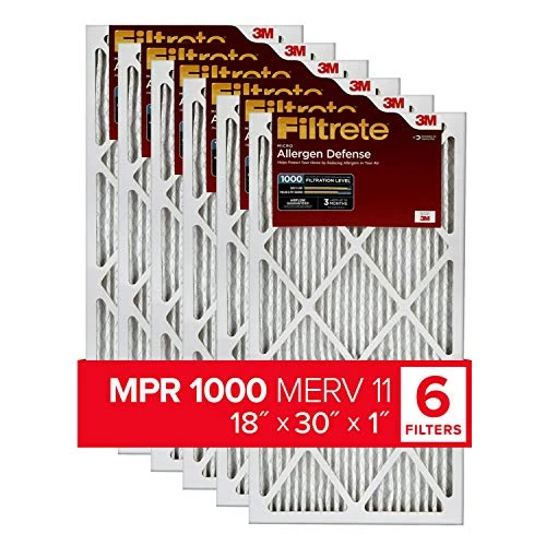 Filtrete 18x30x1 Air Filter MPR 1000 MERV 11, Allergen Defense, 6-Pack (exact Dimensions 17.81x29.81x0.81) 3 Filtrete 18x30x1 Air Filter MPR 1000 MERV 11, Allergen Defense, 6-Pack (exact Dimensions 17.81x29.81x0.81)