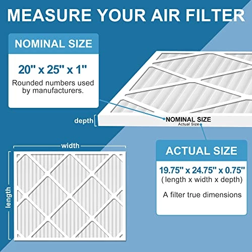 LotFancy 20x25x1 Air Filters, MERV 13 AC Furnace Filters, 6 Pack Pleated Air Conditioner HVAC Filters (Actual Size: 19.75 X 24.75 X 0.75 Inches) 3 LotFancy 20x25x1 Air Filters, MERV 13 AC Furnace Filters, 6 Pack Pleated Air Conditioner HVAC Filters (Actual Size: 19.75 X 24.75 X 0.75 Inches) - Image 2