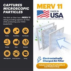 BNX 14x20x1 MERV 11 Air Filter 2 Pack - MADE IN USA - Electrostatic Pleated Air Conditioner HVAC AC Furnace Filters - Removes Dust, Mold, Pollen, Lint, Pet Dander, Smoke, Smog 8 BNX 14x20x1 MERV 11 Air Filter 2 Pack - MADE IN USA - Electrostatic Pleated Air Conditioner HVAC AC Furnace Filters - Removes Dust, Mold, Pollen, Lint, Pet Dander, Smoke, Smog -Air Filter Sales 51PkQr8IVjL 2