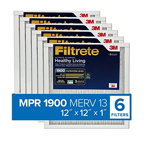 Filtrete 12x12x1 Air Filter, MPR 1900, MERV 13, Healthy Living Ultimate Allergen 3-Month Pleated 1-Inch Air Filters, 6 Filters 4 Filtrete 12x12x1 Air Filter, MPR 1900, MERV 13, Healthy Living Ultimate Allergen 3-Month Pleated 1-Inch Air Filters, 6 Filters - Image 2