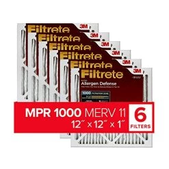 Filtrete 12x12x1 Air Filter MPR 1000 MERV 11, Allergen Defense, 6-Pack (exact Dimensions 11.81x11.81x0.81)