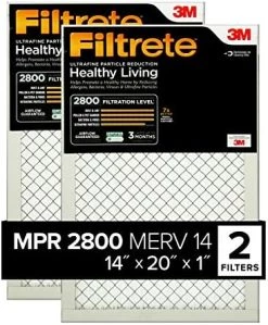 Filtrete 20x20x1 Air Filter, MPR 2800, MERV 14, Healthy Living Ultrafine Particle Reduction 3-Month Pleated 1-Inch Air Filters, 2 Filters 22 Filtrete 20x20x1 Air Filter, MPR 2800, MERV 14, Healthy Living Ultrafine Particle Reduction 3-Month Pleated 1-Inch Air Filters, 2 Filters -Air Filter Sales 51RhHLFmg1L. AC