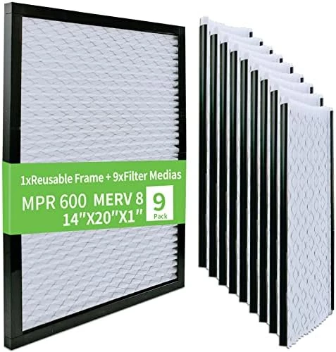RSFDIYA Air Filter 14x14x1, 9 Pack AC Furnace Air Filters MERV8 MPR 600, 1x Reusable Frame+9 X Filter Medias, HVAC Filters, Deep Pleated Air Cleaner, Breathe Safer Home And Office Environments 10 RSFDIYA Air Filter 14x14x1, 9 Pack AC Furnace Air Filters MERV8 MPR 600, 1x Reusable Frame+9 X Filter Medias, HVAC Filters, Deep Pleated Air Cleaner, Breathe Safer Home And Office Environments - Image 8