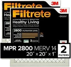 Filtrete 20x20x1 Air Filter, MPR 2800, MERV 14, Healthy Living Ultrafine Particle Reduction 3-Month Pleated 1-Inch Air Filters, 2 Filters 24 Filtrete 20x20x1 Air Filter, MPR 2800, MERV 14, Healthy Living Ultrafine Particle Reduction 3-Month Pleated 1-Inch Air Filters, 2 Filters -Air Filter Sales 51VKIEo3lQL. AC