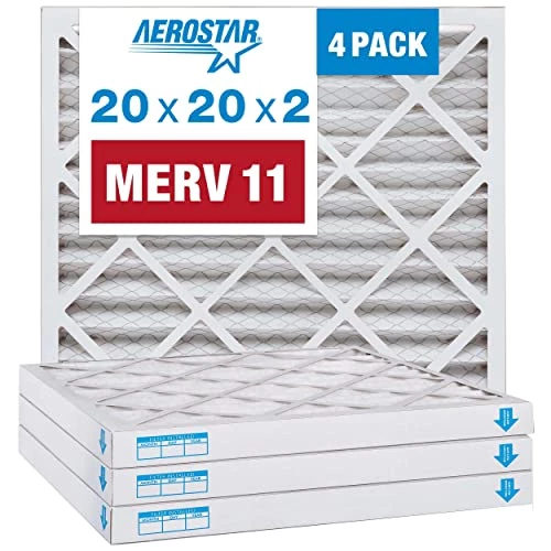 Aerostar Allergen & Pet Dander 20x20x2 MERV 11 Pleated Air Filter, Made In The USA, (Actual Size: 19 1/2"x19 1/2"x1 3/4"), 4-Pack 3 Aerostar Allergen & Pet Dander 20x20x2 MERV 11 Pleated Air Filter, Made In The USA, (Actual Size: 19 1/2"x19 1/2"x1 3/4"), 4-Pack