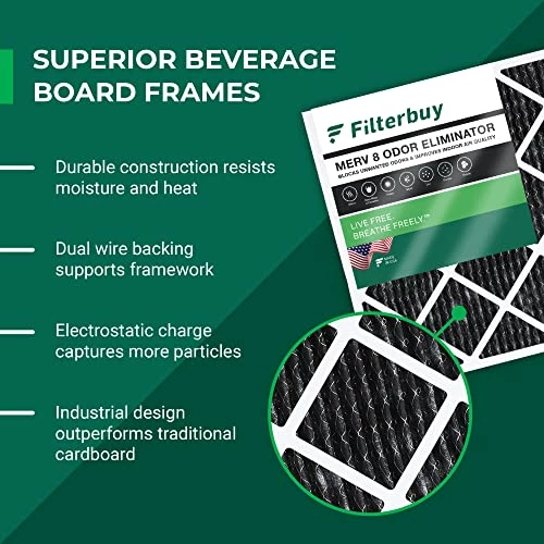 Filterbuy 18x18x1 Air Filter MERV 8 Odor Eliminator (3-Pack), Pleated HVAC AC Furnace Air Filters Replacement With Activated Carbon (Actual Size: 17.50 X 17.50 X 0.75 Inches) 6 Filterbuy 18x18x1 Air Filter MERV 8 Odor Eliminator (3-Pack), Pleated HVAC AC Furnace Air Filters Replacement With Activated Carbon (Actual Size: 17.50 X 17.50 X 0.75 Inches) - Image 4