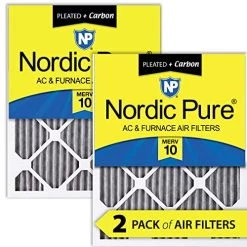 Nordic Pure 20x30x1 MERV 10 Pleated Plus Carbon AC Furnace Air Filters 2 Pack