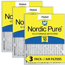 Nordic Pure 16x16x2 MERV 10 Pleated AC Furnace Air Filters 3 Pack