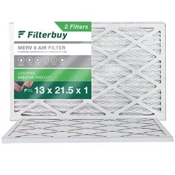 Filterbuy 13x21.5x1 Air Filter MERV 8 Dust Defense (2-Pack), Pleated HVAC AC Furnace Air Filters Replacement (Actual Size: 12.88 X 21.50 X 0.75 Inches)