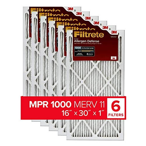 Filtrete 16x30x1 Air Filter MPR 1000 MERV 11, Allergen Defense, 6-Pack (exact Dimensions 15.81x29.81x0.81) 3 Filtrete 16x30x1 Air Filter MPR 1000 MERV 11, Allergen Defense, 6-Pack (exact Dimensions 15.81x29.81x0.81)