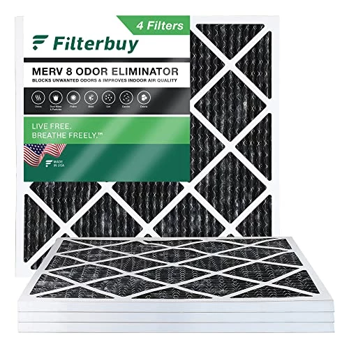 Filterbuy 20x20x1 Air Filter MERV 8 Odor Eliminator (4-Pack), Pleated HVAC AC Furnace Air Filters Replacement With Activated Carbon (Actual Size: 19.50 X 19.50 X 0.75 Inches) 3 Filterbuy 20x20x1 Air Filter MERV 8 Odor Eliminator (4-Pack), Pleated HVAC AC Furnace Air Filters Replacement With Activated Carbon (Actual Size: 19.50 X 19.50 X 0.75 Inches)