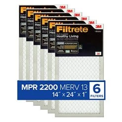 Filtrete 14x24x1 Air Filter, MPR 2200, MERV 13, Healthy Living Elite Allergen 3-Month Pleated 1-Inch Air Filters, 6 Filters