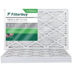 Filterbuy 17x25x1 Air Filter MERV 8 Dust Defense (4-Pack), Pleated HVAC AC Furnace Air Filters Replacement (Actual Size: 16.50 X 24.50 X 0.75 Inches)