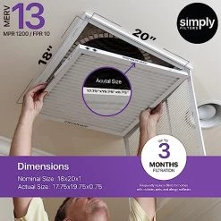 Simply By MervFilters, 18x20x1 Air Filter, MERV 13, MPR 1500, AC Furnace Air Filter, 6 Pack 8 Simply By MervFilters, 18x20x1 Air Filter, MERV 13, MPR 1500, AC Furnace Air Filter, 6 Pack -Air Filter Sales 51euUaaah3L