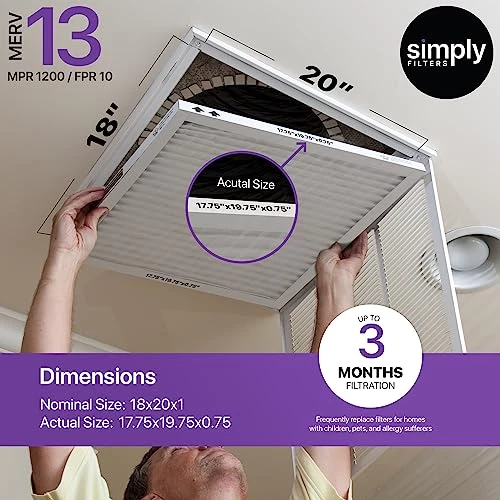 Simply By MervFilters, 18x20x1 Air Filter, MERV 13, MPR 1500, AC Furnace Air Filter, 6 Pack 5 Simply By MervFilters, 18x20x1 Air Filter, MERV 13, MPR 1500, AC Furnace Air Filter, 6 Pack - Image 3